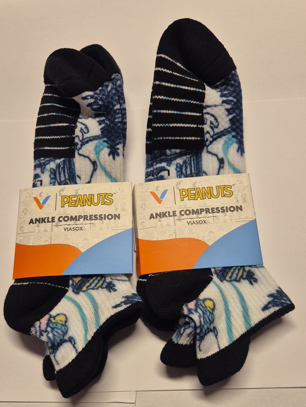 Peanuts Ankle Compression Socks - Set of Two Large/Extra Large